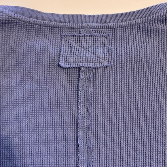 Free People Latte Blues Waffle Knit Oversized Long Sleeve Thermal L - Picture 5 of 5